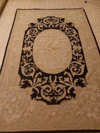 Estate Vintage French Aubusson Rug/tapestry Hand Embroidered 5.  2x3.  2 Feet
