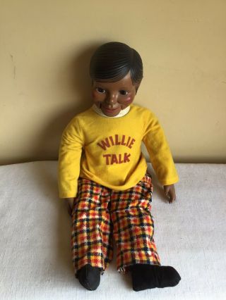 Vtg Horsman Dolls African American Willie Talks Ventriloquist Puppet 23 " Tall