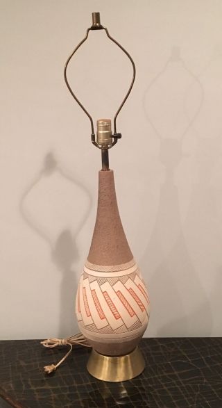 Vintage Mid Century Lamp Faip Orange Cream Chalkware Table Lamp 1960 