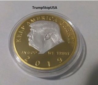 (rare) Donald Trump 2019 Two Tone Challenge Coin Keep America Great