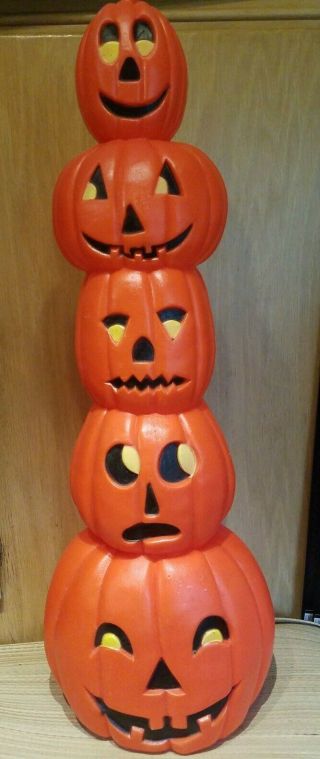 Vintage Halloween Blow Mold Don Featherstone Stacked Pumpkins Totem Ships