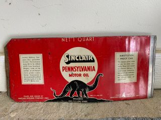 Vintage Sinclair Pennsylvania Motor Oil Can Tin Gas 1qt Sign Dino