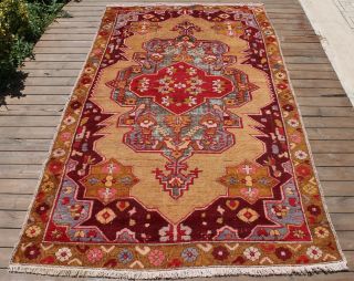 Turkish Rug 53  X91  Vintage Muted Color Oriental Rug Wool Carpet 135x233cm