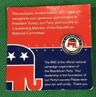 2017 Republican National Committee President Donald Trump Pin Back On Card