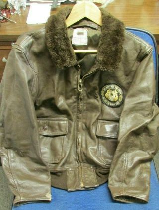 Vintage Usn Leather G1 Flight Jacket / Us Navy Deep Sea Divers Patch (size 46)