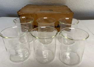 Vintage 6 Pyrex Laboratory Glassware Pyrex Corning 1000 Ml Beakers