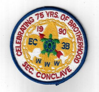 1990 Oa Conclave Sec.  Ec3b Celebrating 75 Yrs.  Of Brotherhood Rbl Bdr.  [clv - 890]