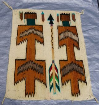 Antique Native American Yei Navajo Two Ladies 100 Wool Handmade Rug 2 