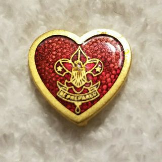 Boy Scout Bsa Life Rank Lapel Pin,  Gold Tone & Red,  Spin Wheel Clasp