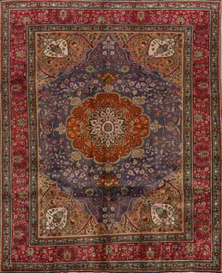 Vintage Floral Tebriz Hand - Knotted Wool Area Rug Traditional Oriental Carpet 7x9