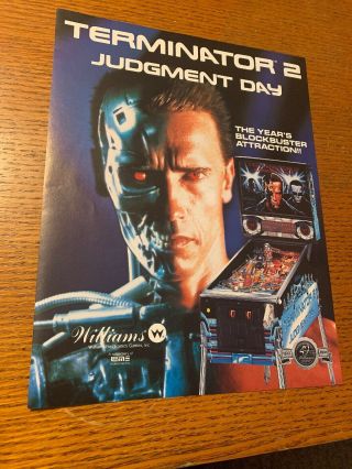 Terminator 2 Judgement Day Pinball Flyer Game Promo Artwork Williams T2