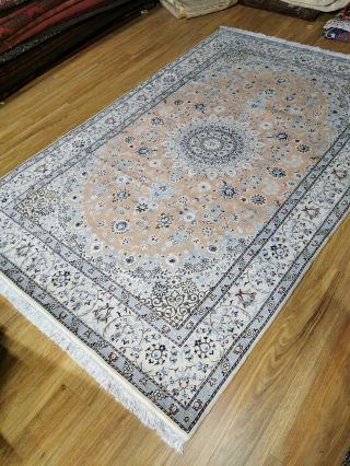 Persian Nain Authentic Hand - Knotted Wool And Silk Rug (198 Cm X 307 Cm)