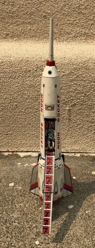 Vintage Masuya Tin Toy Japan Moon Rocket 1960 