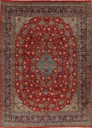 9x13 Traditional Floral Oriental Area Rug Vintage Hand - Made 13 