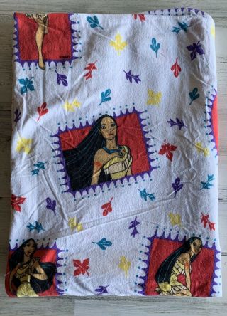 Vintage Disney Pocahontas Flannel Standard Twin Size Flat Sheet