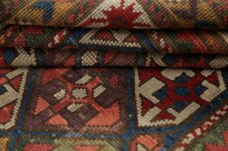 Pre - 1900 Antique Tribal Vegetable Dye Kazak Caucasian Runner Rug Wool Carpet 4x8
