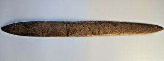 Good Large Oceanic Australian Aboriginal Carved Wooden Churinga Message Stick Vf