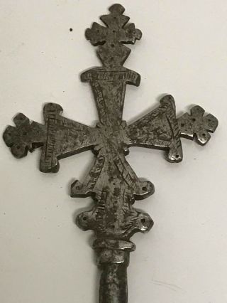 180611 - Antique 19th Century Ethiopian Coptic priest hand Cross - Ethiopia. 2