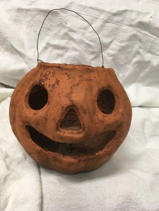 Vintage Halloween Paper Mache Pumpkin Head Jack - O - Lantern 1930’s - 40’s