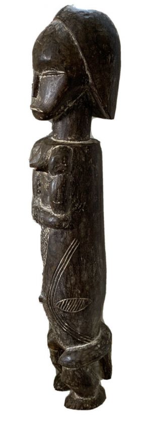 Vintage African Art / Carved Wood Statue Approx.  19 X 3 Inches