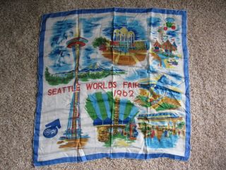 Vintage Souvenir Seattle World’s Fair 1962 Scarf Table Topper Tablecloth Scarve