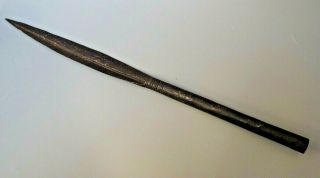 Old Large African Tribal Art Metal Spear Head With Decoration Club Axe Paddle Nr