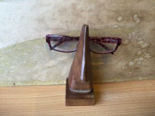 Carved Wood Wooden Easter Island Figure Glasses Holder