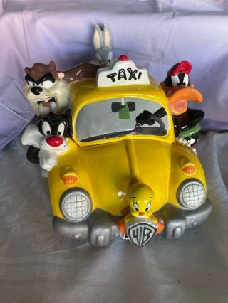 Vintage Looney Tunes Cookie Jar Taxi Cab Ceramic Warner Bros 1998 Nyc