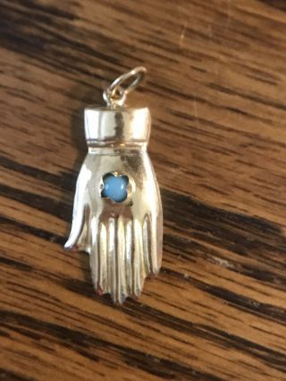 Vintage 18k Yellow Gold Hand.  98g With Turquoise Stone Charm/pendant.  B1
