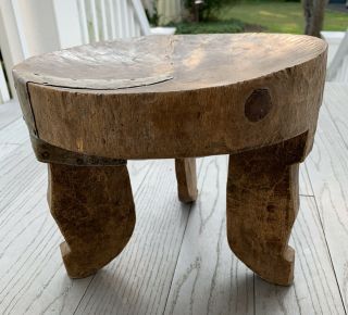 Antique AFrican Art Tribal Carved Wood STOOL 10 X 8 2