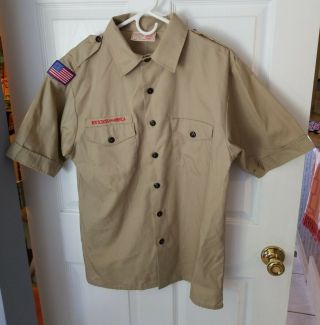Official Boy Scouts Of America Uniform Shirt - Tan Youth Xl Size