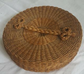Sweetgrass Covered Native Basket With Lid North American Indian 10 " Numbered