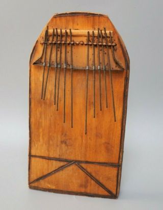 Good Large African Tribal Art Carved Wooden Mbira Thumb Piano Sanza W Rattle Nr