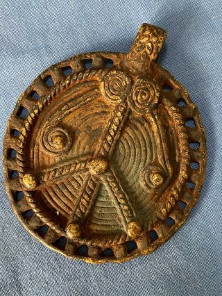 Fine Large Antique African Bronze Dogon Amulet / Pendant - Lost Wax Method 66.  6g