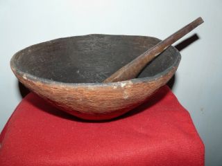 Urarina Peru Amazon Indian Large Clay Bowl With Spoon
