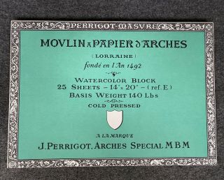 Vintage Arches 14x20 Cold Pressed Watercolor Paper Block 140lbs 22 Sheets France