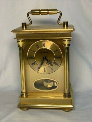 Vintage Brass Benchmark 8 Day Carriage Clock Shelf Mantel West Germany Pendulum