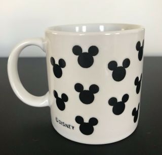 Vintage Disney Black & White Mickey Mouse Silhouette Ears Logo Ceramic Mug