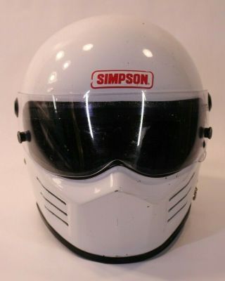 Vtg Simpson White 6 7/8 " Racing Helmet Bandit Sa2015 Full Face 55cm Motocross