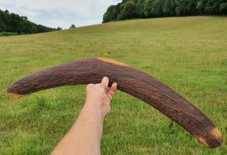 Old Mulga Wood Chip Carved Aboriginal Hunting Boomerang