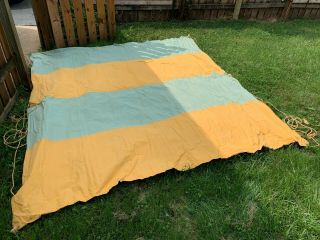 Vintage 1964 Striped 10 X 10 Cook Out Outdoor Canopy Awning French Riviera Type