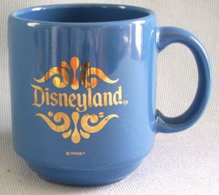 Vintage Disneyland Disney Logo Mug Blue Theme Park Souvenir Spain Coffee Cup