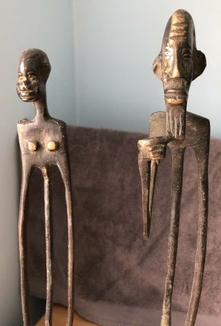 African Bronze Figures - Tall Man and Woman Sculptures 2