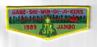 Oa 374 Gabe - Shi - Win - Gi - Ji - Kens 1989 Jambo Flap Yel Bdr.  Chief Okemos Mi [fbl - 106