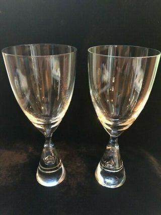 Set 2 Holmegaard Princess Water Goblets Crystal Glassware 8 1/4” Vintage