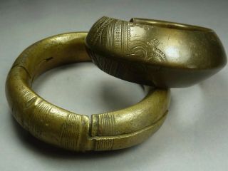 Two Heavy African Bronze Bangle Currency Dowry Manilla