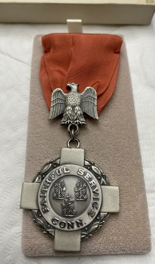 Vintage Sterling Silver Connecticut National Guard Faithful Service Medal