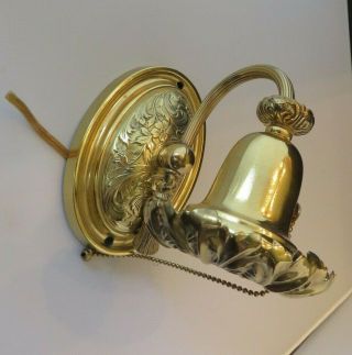 Vintage Brass Wall Sconce Light Fixture,  Pull Chain Hanging Finial Polished