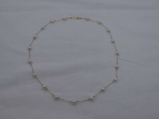 Vintage 14k Gold 5.  5mm Pearl 16 " Necklace