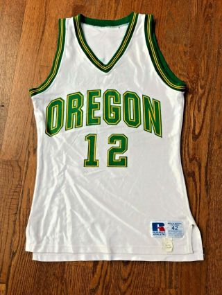 Vintage 1980s Oregon Ducks Game Basketball Jersey Worn 12 Ulysses Foston